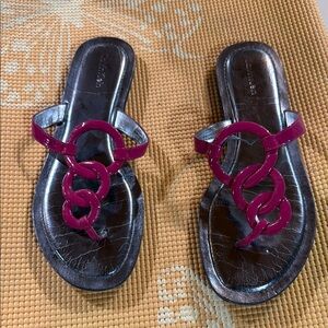 Calvin Klein Pink and Silver Sandals with Ornamental Design